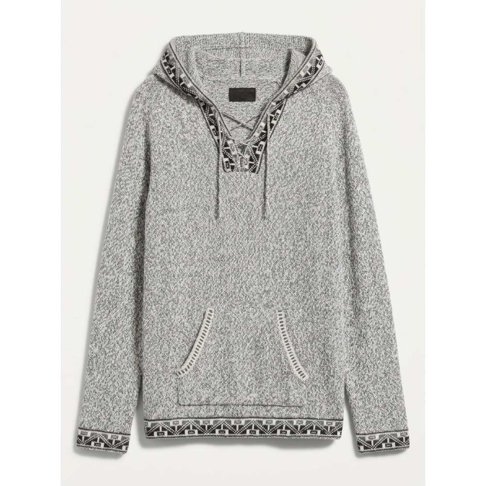 Alpaca Fina Wool Handmade Hoodie Sweater EDM Peruvian Knit Gray XL Boho
